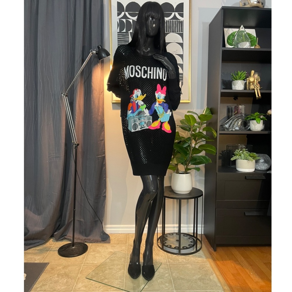 Moschino x H&M Donald & Daisy Duck Merino Wool Mesh Knit Dress